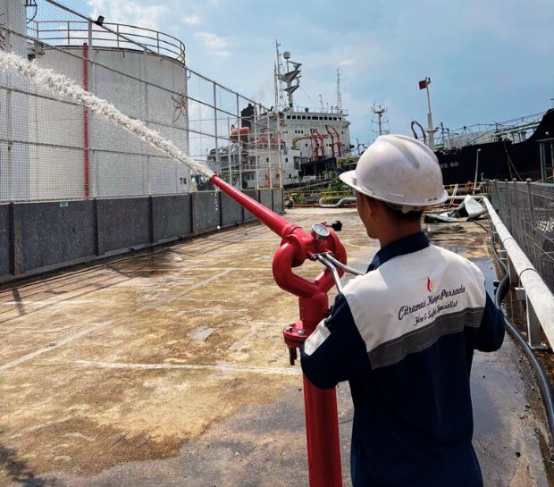 Hydrant and sprinkler piping installation with valves, gauges, and supports