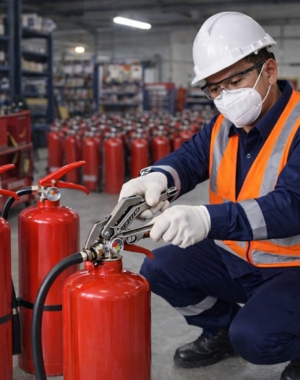 Fire extinguisher (APAR) servicing and refilling at PT Citramas Karya Persada workshop